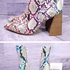 Multicolor Snake Print Ankle Boots